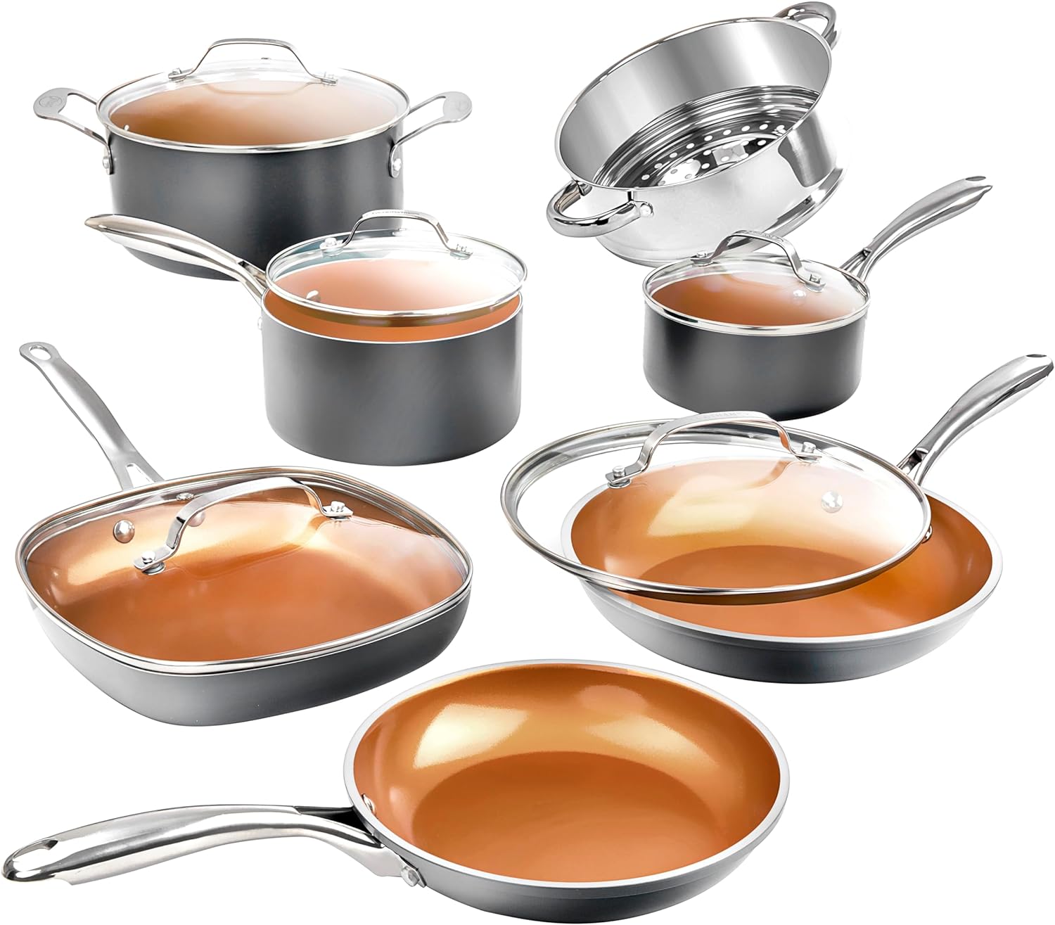 Gotham Steel Pots and Pans Set 12 Piece Cookware Set with Ultra Nonstick