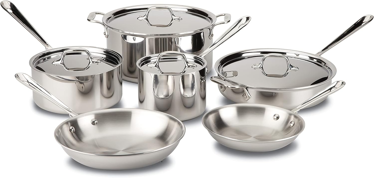 All-Clad D3 3-Ply Stainless Steel Cookware Set 10 Piece