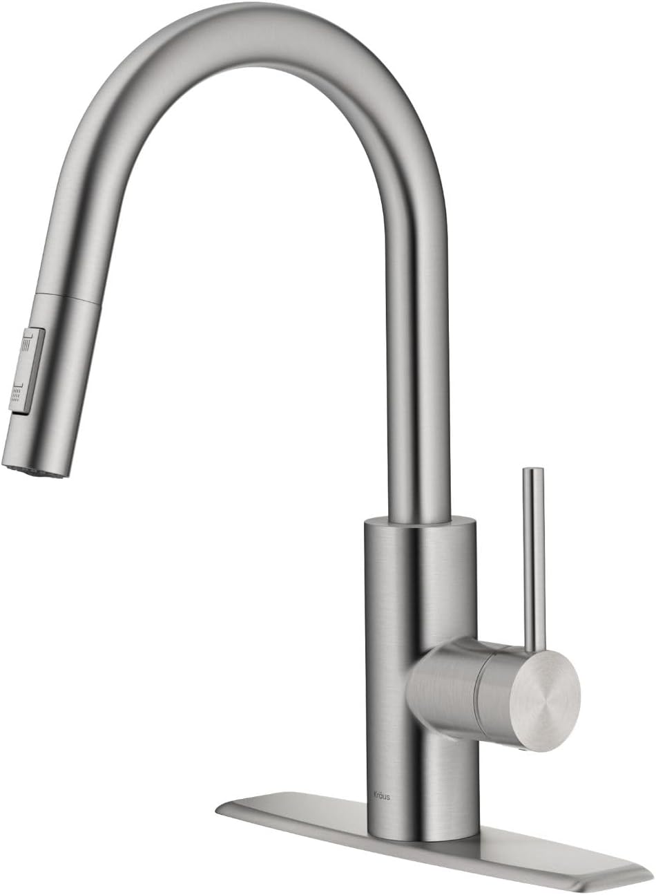 KRAUS Oletto™ Spot Free Stainless Steel Finish Dual Function Pull-Down Kitchen Faucet, KPF-2620SFS, 15 1/8 inch