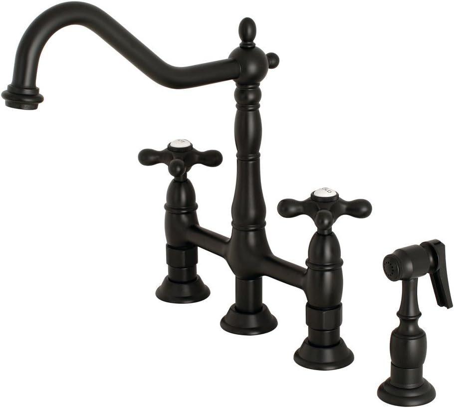 Kingston Brass KS1270AXBS Heritage Bridge Kitchen Faucet