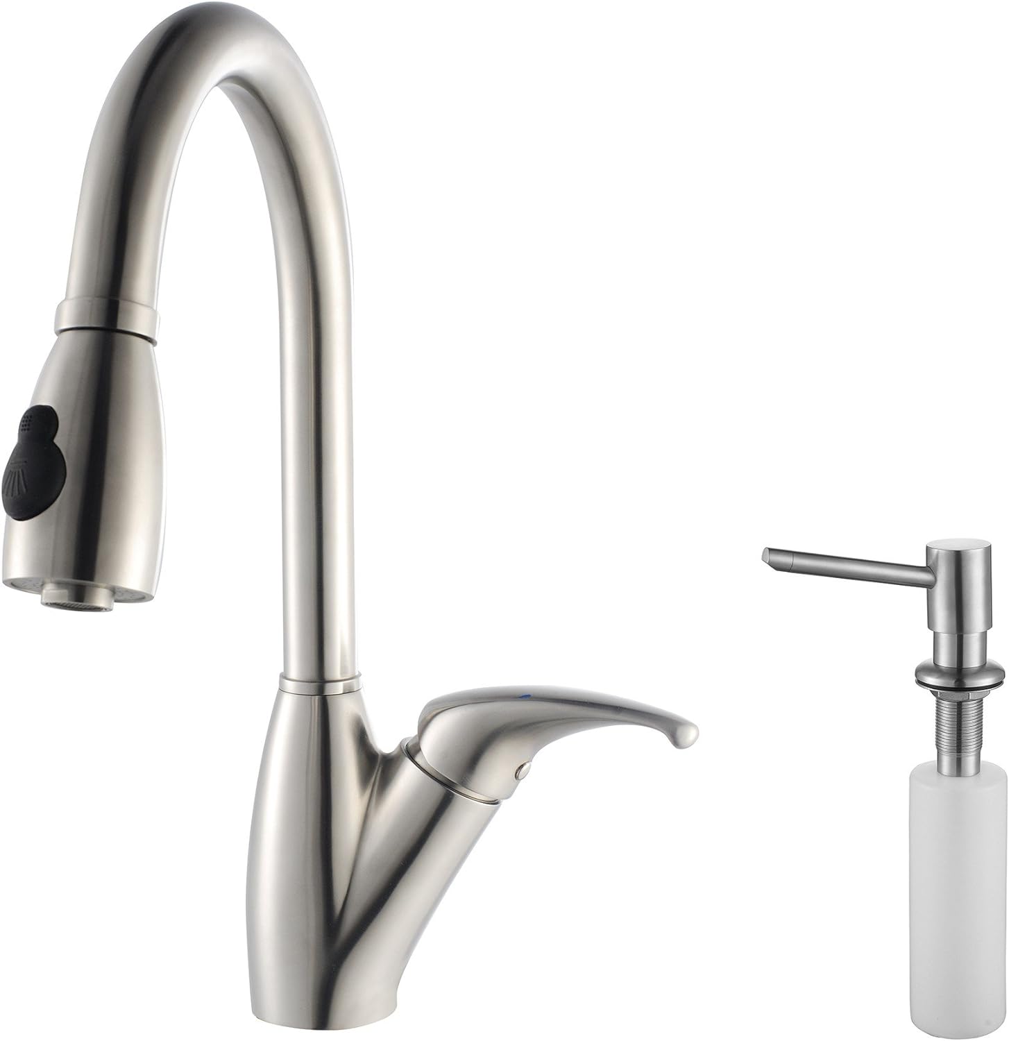 Kraus KPF-2120-SD20 Single Lever Stainless Steel Pull Out Kitchen Faucet and Soap Dispenser