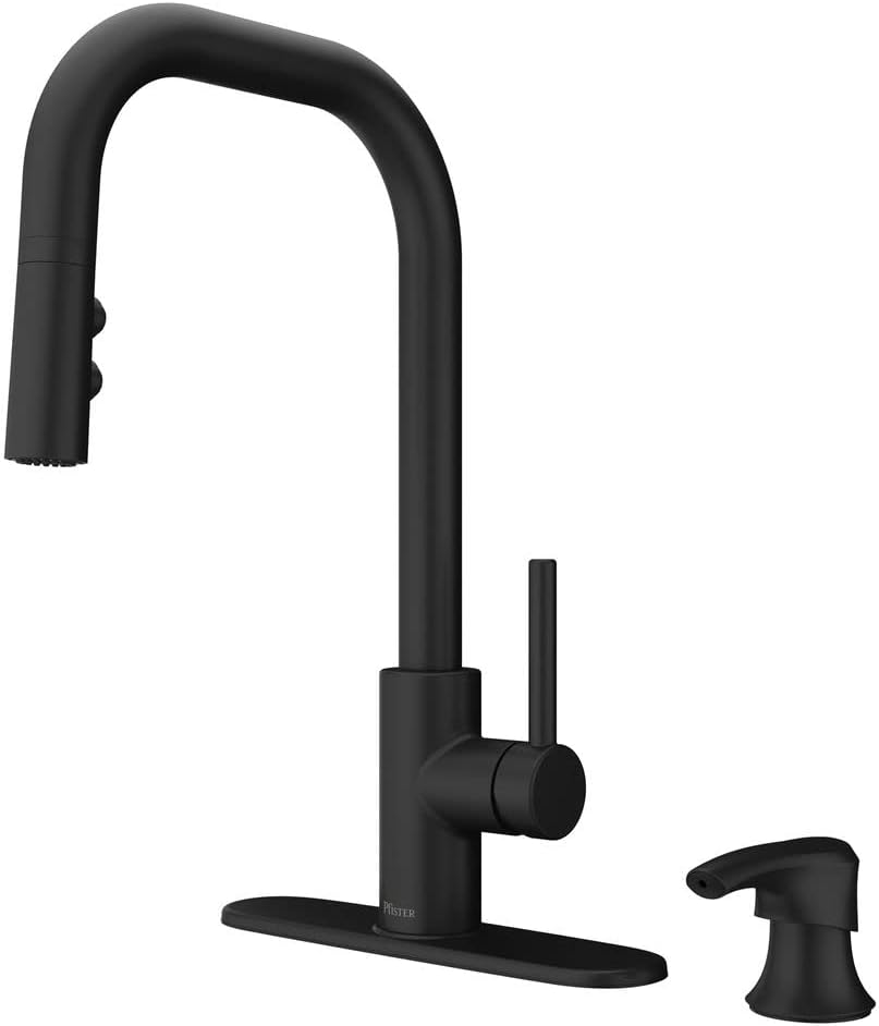 <br>Pfister Zanna Kitchen Faucet with Pull Down Sprayer and Soap Dispenser, Single Handle,