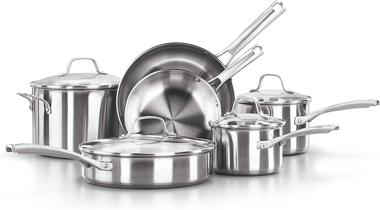 Calphalon 10-Piece Pots and Pans Set, Stainless Steel Kitchen Cookware with Stay