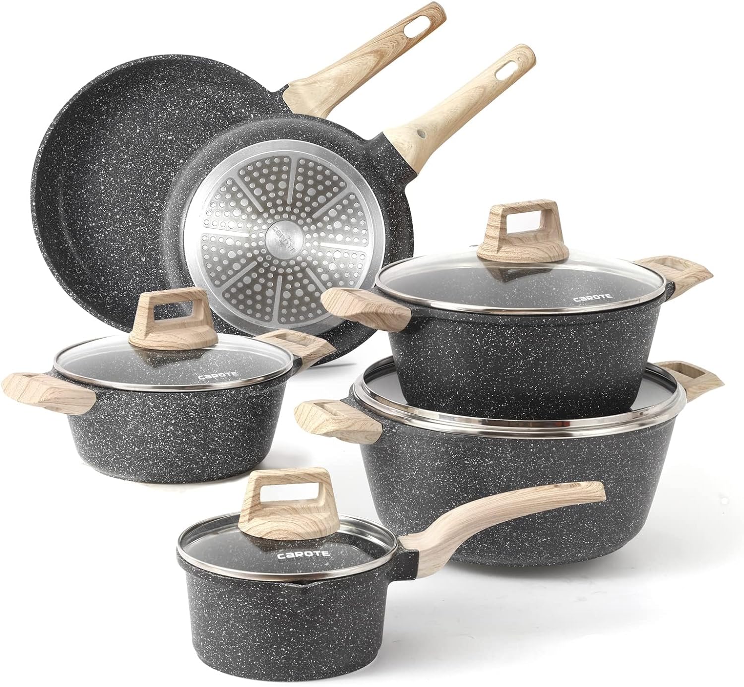 Carote Nonstick Granite Cookware Sets 10 Pcs Stone Cookware Set